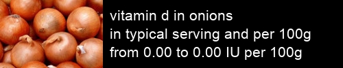 vitamin d in onions information and values per serving and 100g